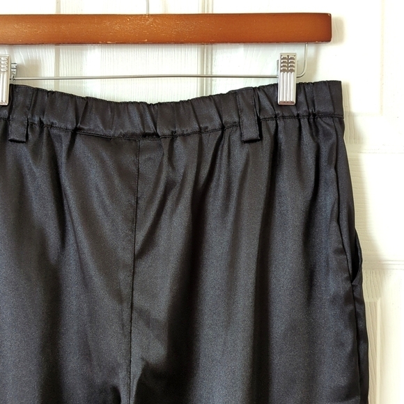 Catalina Satin High Waisted Straight Leg Ankle Cinch Cargo Pants Rich Black M - Picture 13 of 15